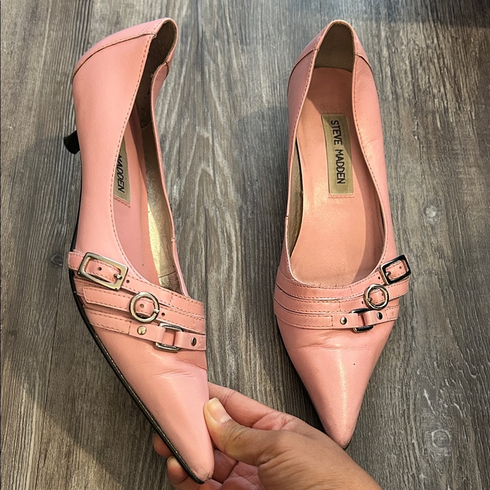 Steve Madden Pink Klarisa Kitten Heels 6 Leather